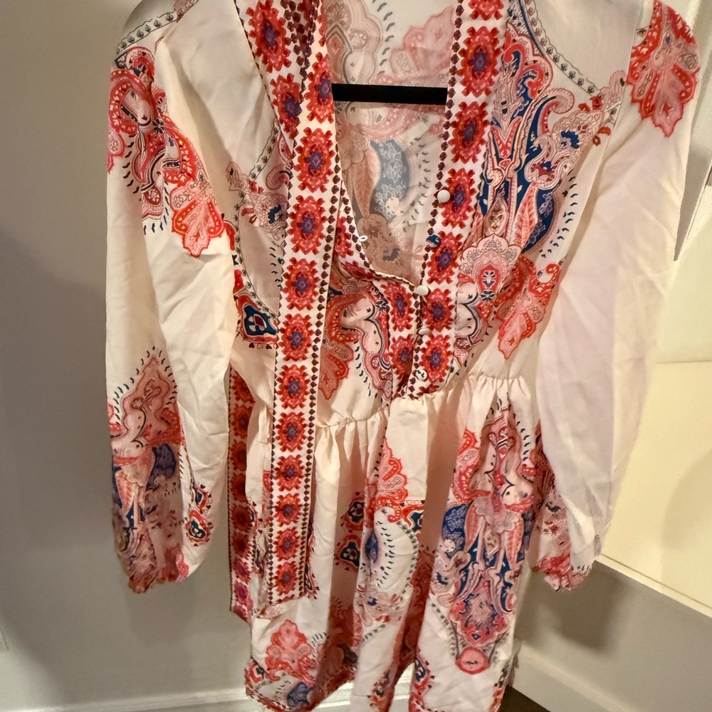 Paisley Print Women's Top - Red and White